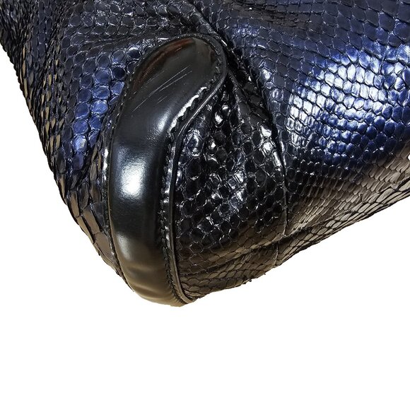 GUCCI Authentic Rare Exotic Python Leather Tote Hobo Large Metallic Blue Handbag - Picture 10 of 16